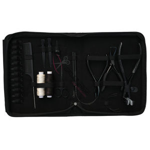 Kit de herramientas para extensiones de cabello negro de salón: Peine de cola, pinzas de separación y gran tamaño, tijeras, alicates para cuentas, gancho y lazo. - Product Image 6