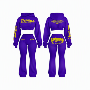 Conjunto de Top Corto con Capucha y Pantalones Marrones para Mujer, Estampado de Letras Amarillas, Ropa Urbana Informal de Invierno, Conjunto de Dos Piezas de Punto - Product Image 6