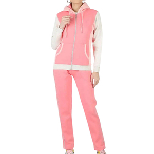 Women's Gray Solid Breathable 2 in 1 Split Hem <b>Hooded</b> Tracksuit Set Full Sleeve Regular Fit Side Pockets Half <b>Zip</b> Casual Winter - Product Image 5