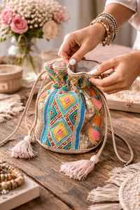 Bolso de mano indio Potli para mujer, regalo para madres, cartera de mano, lote al por mayor para bodas, regalo de Diwali de Glowin Fashion - Product Image 3