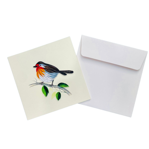 การ์ดควิลลิ่งรูปนกหลากสีบนกิ่งไม้ การ์ดควิลลิ่งทำมือธีมธรรมชาติ พร้อมซองการ์ด การ์ดอวยพรทำมือสำหรับเป็นของขวัญ - Product Image 3