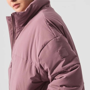 Women's Quilted Puffer <b>Jacket</b> Hooded Full Sleeve Polyester Wadding <b>Winter</b> Warm Coat Solid Color Zipper Closure <b>Waterproof</b> - Product Image 6
