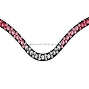 100% banda de cejas de caballo ecuestre de cuero genuino con cadena de Hotfix colorida diamantes de imitación fabricante al por mayor de banda para cejas - Product Image 3