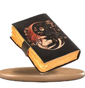 Vintage Handmade Genuine Leather Fox Print <b>Journal</b> Deckle Edge Cotton Paper Notebook with C Lock Closure Blank Grimoire <b>Writing</b> - Product Image 2
