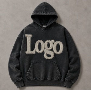 Heavyweight Embroidery Logo Vintage Washed Streetwear Pullover Hoodie Oversized Kangaroo Pockets Custom Unisex Hoodie Breathable - Product Image 1
