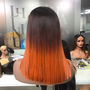 Ombre marrón naranja 100% Peluca de cabello humano vietnamita precio de fábrica Super doble dibujado - Product Image 2