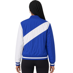 Chaqueta Cortavientos Azul Rey y Blanco Zeta Phi Beta con Cremallera Completa, Bordado de Letras Griegas, Bloques de Color y Ribetes Acanalados, Prenda Exterior de Sororidad - Product Image 2