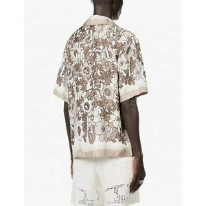 Ensemble de chemises hawaïennes personnalisées à motif floral intégral, chemise boutonnée à manches courtes en flanelle imprimée pour homme, idéale pour le camping d'été - Product Image 4