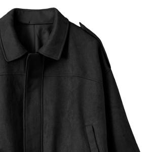 Women's Black <b>Short</b> Blouson <b>Jacket</b> Turn-down Collar Full <b>Sleeve</b> Solid Color Minimalist Style Autumn Wear - Product Image 6