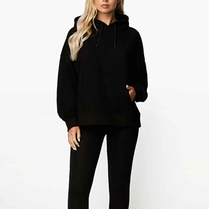 Oversized Black Hooded Sweatshirt With Front Pocket Regular Fit Casual Unisex Fleece Knitted Autumn Wear - Product Image 6