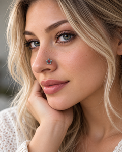 Indian Mores 925 Sterling <b>Silver</b> Natural Garnet <b>Nose</b> Pin Stud Bezel Setting Handmade Classic Wedding Engagement Women's Jewelry - Product Image 3