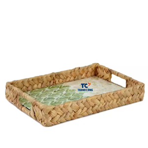 Plateaux de service en jacinthe d'eau haut de gamme de luxe les plus vendus motif exotique incrustation de nacre faite à la main au Vietnam - Product Image 2