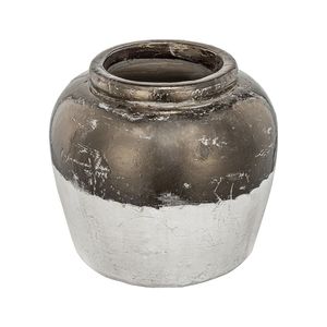 Vase d'appoint rond en céramique Sienna Brown 13x13x11, vase en porcelaine - Product Image 3