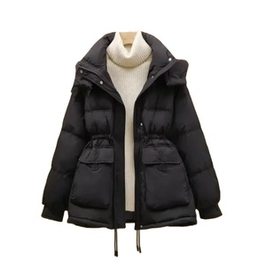 Nueva chaqueta acolchada de invierno de estilo coreano de longitud media para mujer, bombardero de pato blanco, tela de tormenta Polar cálida, diseño impreso transpirable - Product Image 1