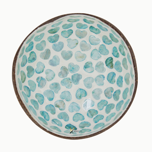 Ensemble de bols en coquille de noix de coco et nacre, faits à la main, écologiques, personnalisables, pour servir et décorer les salades - Product Image 1