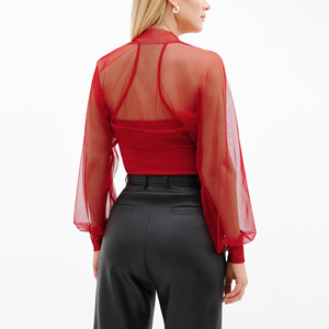 Nuovo <span class=keywords><strong>Bolero</strong></span> Estivo da Donna Elegante con Maniche in Rete, <span class=keywords><strong>Top</strong></span> Casual Tinta Unita Eco-Friendly per Yoga, Maglia a Maniche Corte Traspirante da Donna - Product Image 2