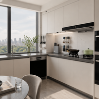 Meubles de cuisine de luxe italiens minimalistes sur mesure en bois massif écologique, modernes, sans poignées, blanc mat, modulaires pour toute la maison