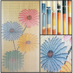 Handmade Bamboo Beaded Curtain Gerbera Flower Bohemian Wedding Custom Decorative Door Hanging Home Factory Direct Fast Shipping - Product Image 3