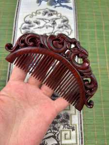Geschnitzter Sandelholz-Haarkamm mit breiten Zähnen, Drachenmuster, Naturhandwerk - Product Image 2