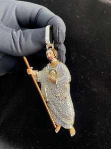 Pendentif Jésus de luxe style Hip Hop en moissanite glacée, pendentif religieux chrétien en argent 925 plaqué or 18 carats, cadeaux - Product Image 6