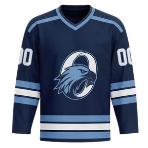 Conjunto de Camiseta y Pantalones Cortos de Hockey sobre Hielo Sublimados en Azul Marino para Hombre, Cuello en V, Ropa Deportiva Estampada de Poliéster, Uniforme de Equipo - Product Image 6