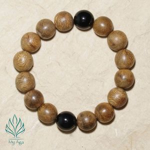 กำไลข้อมือไม้กฤษณาแบบใหม่ รุ่นคลาสสิก AL-SB-0016-12 พร้อมลูกปัดปะการังฟอสซิล 2 เม็ด ลูกปัดไม้กฤษณา 14 เม็ด ขนาด 12 มม. เครื่องประดับสำหรับทุกเพศ - Product Image 1