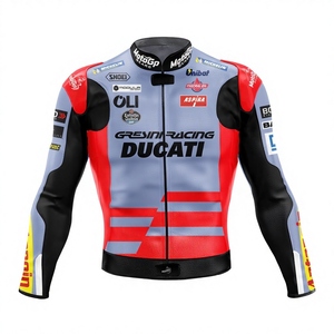 Fabio Di Giannantonio Gresini Motorbike Cowhide/Kangaroo Leather Track Riding/Racing Made To Measure Hump <b>Biker</b> <b>Jacket</b> CE Armors - Product Image 1