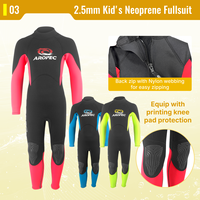 Combinaison intégrale en néoprène Aropec 2,0 mm pour enfants, fermeture éclair courte au dos, genouillères Skin Seal, coutures plates, combinaison thermique pour enfants, surf, plongée