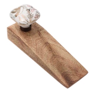 Tope de puerta de madera con cuentas decorativas y pomo de cerámica, diseño rústico, duradero, para uso en entradas, retén de puerta y cierre de puerta - Product Image 4
