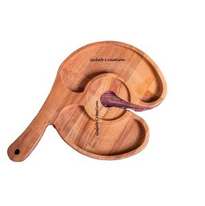 Plateau de service en bois massif fabriqué à la main Conception de tonneau rustique Planche décorative à plusieurs compartiments pour collations Fromage Fruits Charcuterie - Product Image 1