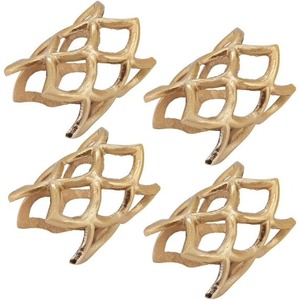 Anneau de serviette rétro en métal ajouré, bronze antique, décor de table géométrique pour mariage et dîner - Product Image 4