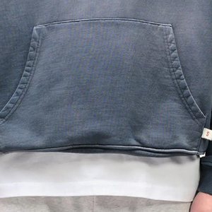 เสื้อฮู้ดผู้ชายสีม่วงแบบกำหนดเอง ผ้าฝ้าย 100% เฟรนช์เทอร์รี่ ย้อมสีพิมพ์ลาย กันยับ น้ำหนัก 420 กรัม สำหรับฤดูใบไม้ผลิ - Product Image 2