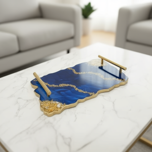 Handmade Modern <b>Epoxy</b> Resin Serving Tray Elegant Design for Coffee <b>Table</b> and Home Decoration - Product Image 3