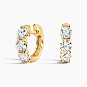 Pendientes de Aro de Oro Amarillo con Diamantes Redondos de Corte Brillante, Diamantes Cultivados en Laboratorio, Estilo Clásico, Joyería para Uso Diario de Mujer - Product Image 1