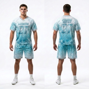 Ensemble de lacrosse athlétique personnalisé 100% polyester bleu noir, maillot et short sublimés pour compétition de club et tenue d'équipe - Product Image 3