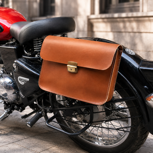 Sacoche latérale en cuir marron pour moto, sacoche vintage pour vélo, rangement de bagages, accessoire de tourisme Royal Enfield - Product Image 3