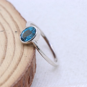 Nouveauté Londres Topaze Bleue Pierre Précieuse 925 Solide En Argent Sterling À La Main Anneaux Bijoux Pour La Vente En Gros - Product Image 2