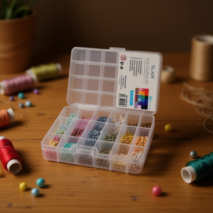 Caja Organizadora de Plástico Transparente ILAN con 28 Compartimentos de 13x22 cm para Almacenamiento de Cuentas - Product Image 2