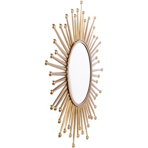 Miroir Décoratif Doré Effet Rayon de Soleil Tendance 2026 - Style Mid-Century - 35 Pouces avec Rayons Perlés - Verre Argenté Haute Définition - Product Image 6