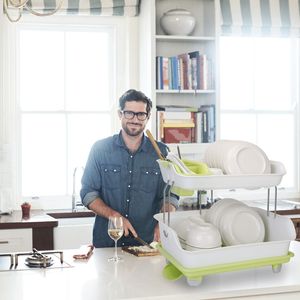 2-Tier Dish Drying Rack and Cutlery Drainer Holder <b>Kitchen</b> Organizer Storage <b>Shelf</b> - Product Image 6