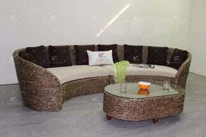 Ensemble de meubles de salon de style côtier haut de gamme avec ottoman et coussins moelleux - Product Image 3