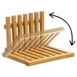 Wall mounted folding <b>chair</b> with a wooden seat in a natural wood finish for indoor use. - Product Image 5