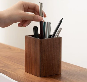 Porte-stylos en bois multifonctionnel, porte-stylos rustique pour fournitures scolaires, porte-crayons en bois de qualité supérieure unique - Product Image 1