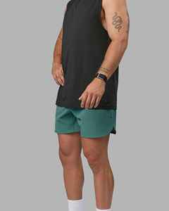 Shorts de sport décontractés pour homme, vert uni, séchage rapide, taille mi-haute avec cordon de serrage, tissé 100% polyester, X Sports City 180g - Product Image 2