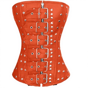 Red Underbust Leather Corset Shapewear Women's Steampunk Steelboned Lace up Buckle Breathable Waist Trainer for Party Event - Product Image 1