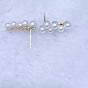 Boucles d'oreilles en perles d'eau douce naturelles de Zhuji, 3-4 mm, sans défaut, Aurora, argent pur, édition coréenne pour femmes, soutient les cheveux - Product Image 1