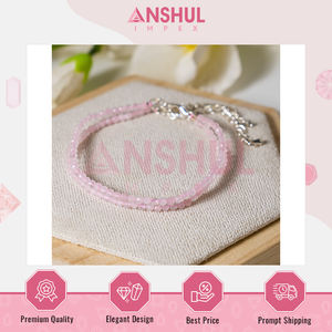 Tobillera de cristal de cuarzo rosa de la India, con diseño llamativo de alta calidad, facetada, elástica, elegante y a la moda. - Product Image 4