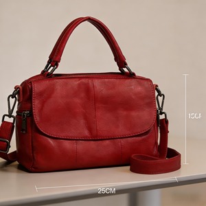 Customized High Quality Genuine Leather Brown 2-Way Crossbody Handbag Zipper <b>Vintage</b> Style Women's Professional Office <b>Purse</b> - Product Image 2