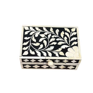 Boîte à bijoux artisanale en os incrusté, motif floral marocain, écologique, pour rangement décoratif, décoration de table, nouvel an - Product Image 1