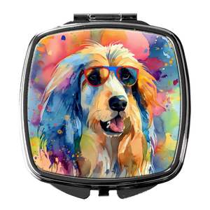 Afghan Hound Hippie Dawg Miroir de maquillage compact pliant portable de poche Cadeau décoratif de voyage pour femmes et filles - Product Image 1